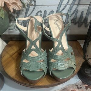 Seychelles sage green  Wedge Sandals